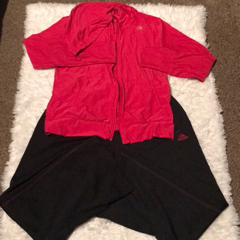 Black and pink Adidas size Lrg track suit